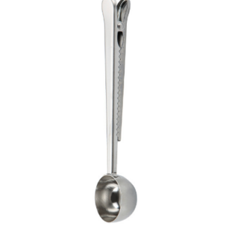Mini Measuring Spoon with Bag Clip for Coffee Tea Metal 2 in 1 Stainless Steel Gold for Cooking