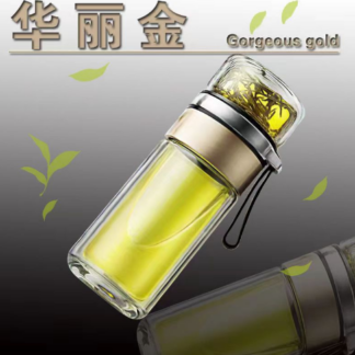 Double Wall Glass Water Bottle Tea and Water Separation Tea Bottle Mug for Juice 350ml 400ml