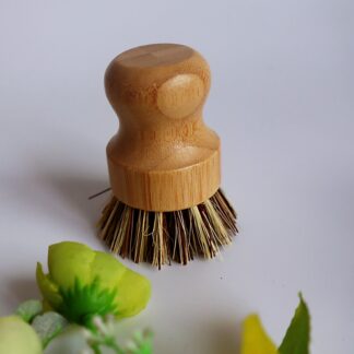 Bamboo Palm Pot Brush Coconut Bristles Natural Scrub Durable Round Eco-Friendly Kitchen Zero Waste F