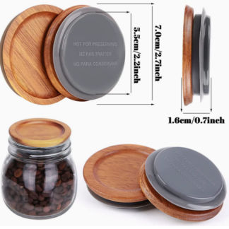 Wide Mouth Wooden Mason Jar Lids with Silicone Seals Household Wooden Storage Canning Jar Lids Bambo